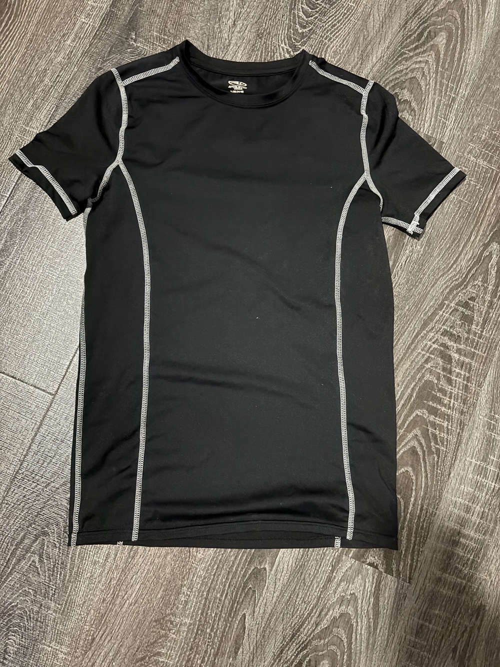 Youth Athletic Works Black Short-Sleeve Performance Tee with Contrast Stitching